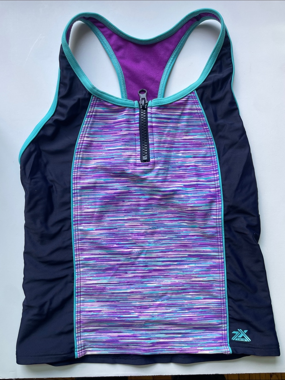 ZeroXposur Girls Purple Teal Racerback Swim Top